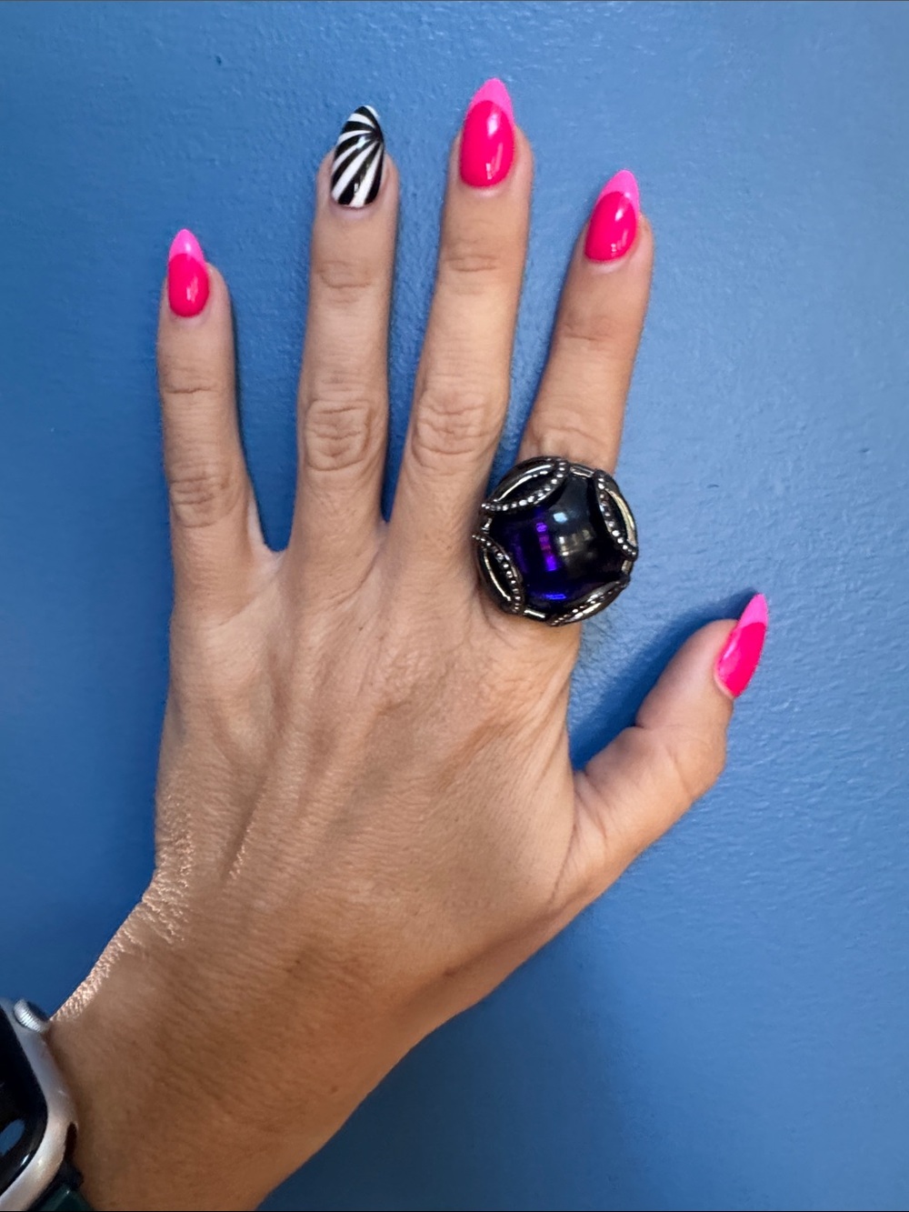 Bold BlueGlass Statement Ring